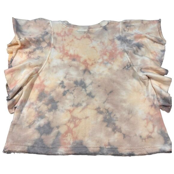 MICHAEL STARS Ariana Flutter Top Pullover Sweatshirt Peach Tie Dye Size small - Picture 5 of 9